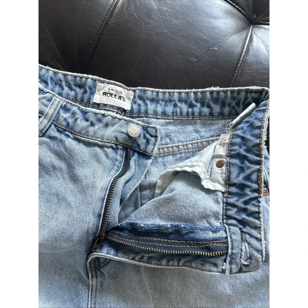 Rolla's Size 32 Dusters High Rise Slim Distressed Denim Jean‎ Shorts Light Wash